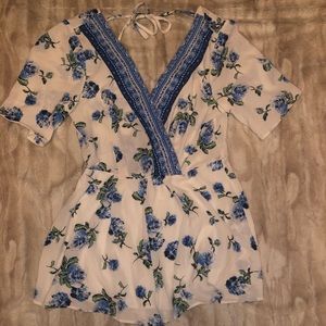 Blue Floral Romper